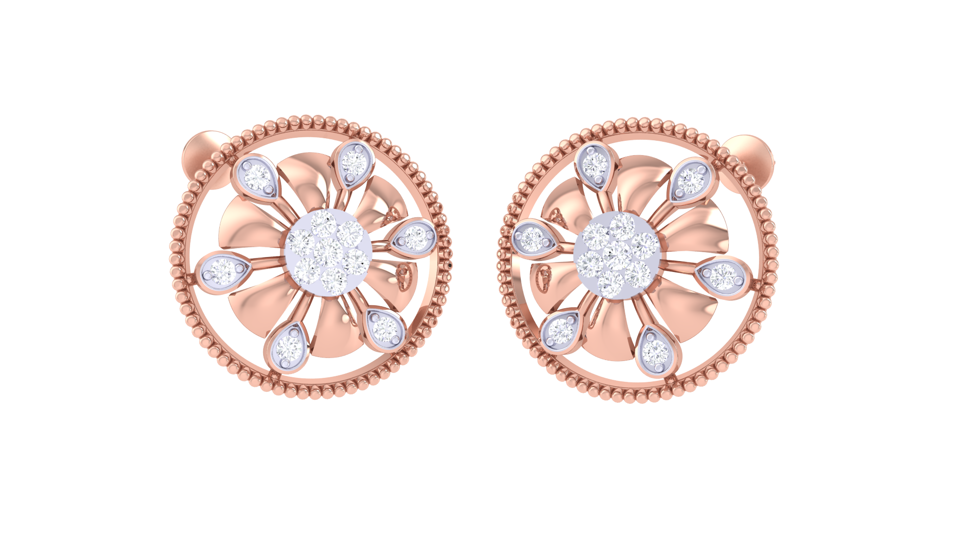Beaded Halo Radiant Petal Earrings