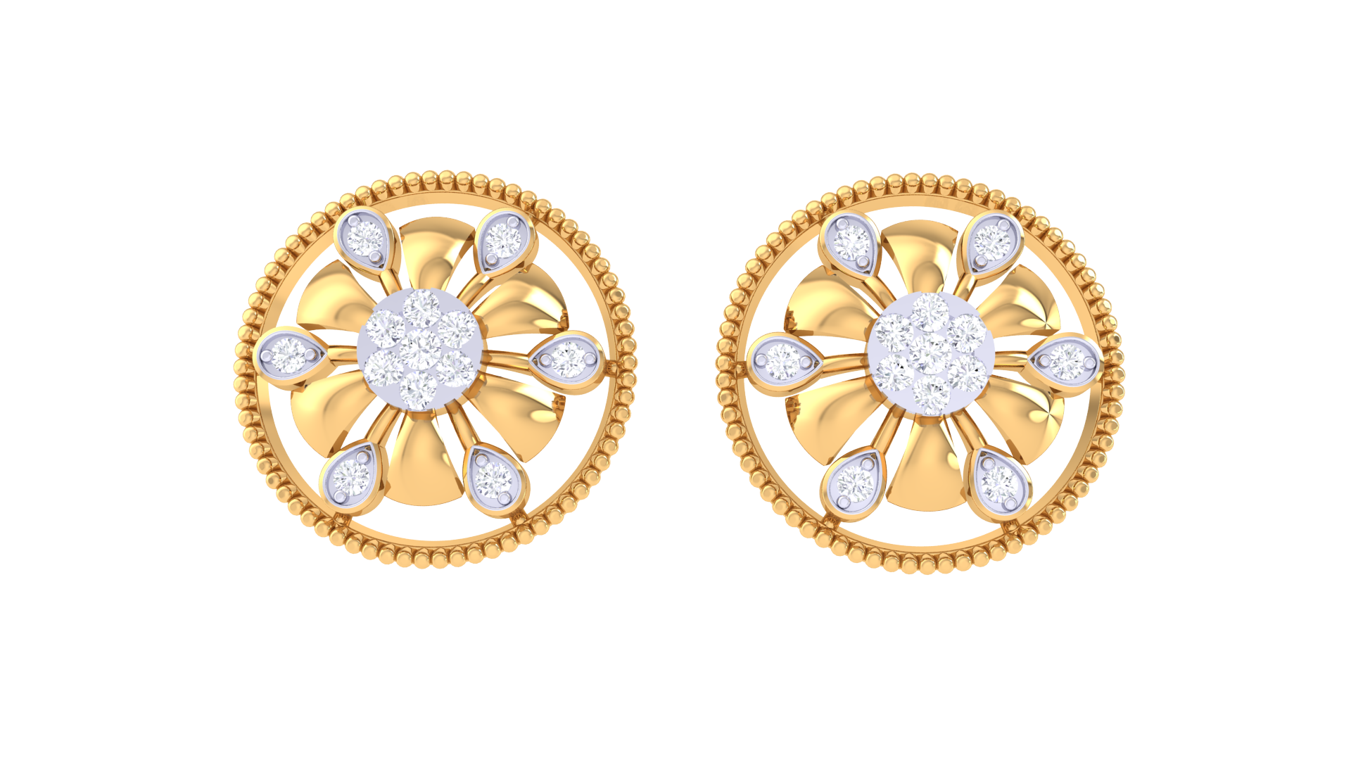 Beaded Halo Radiant Petal Earrings