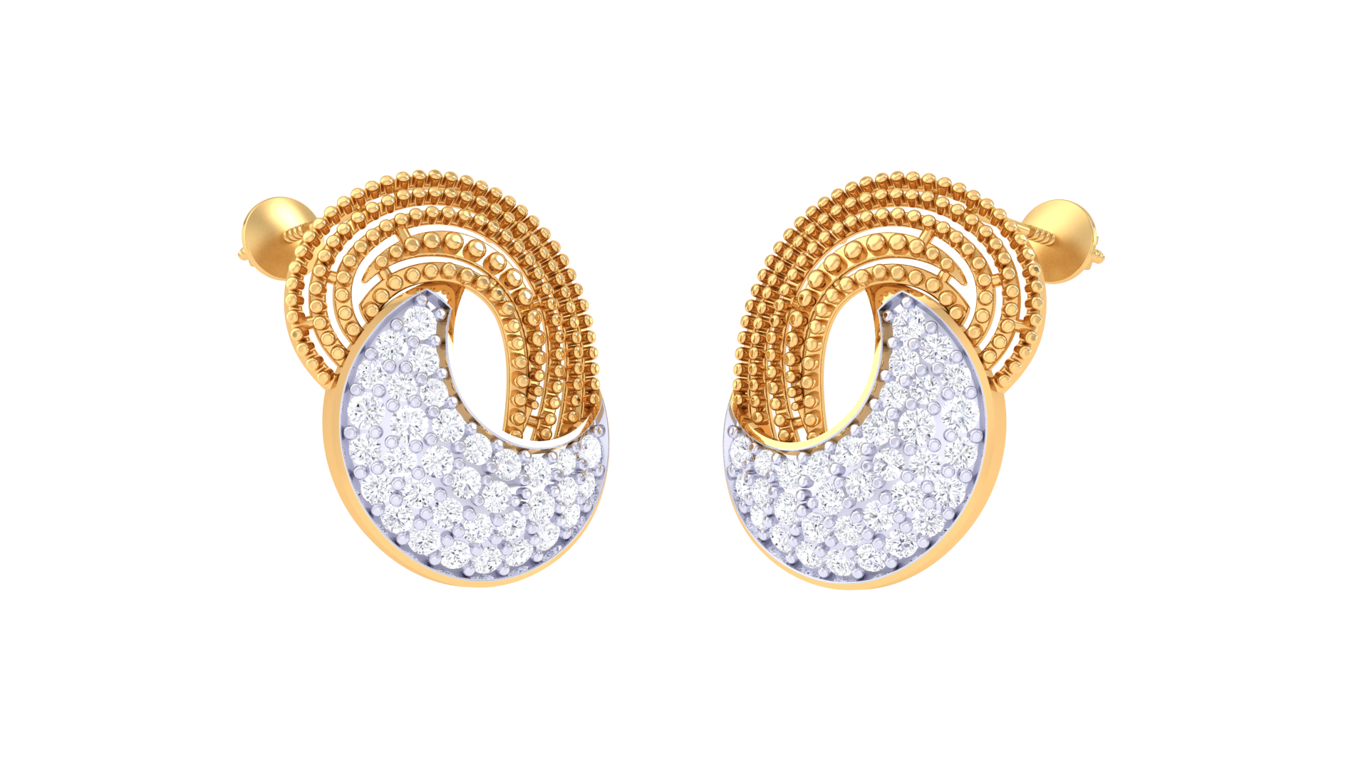 Beaded Wave Crystal Accent Earrings