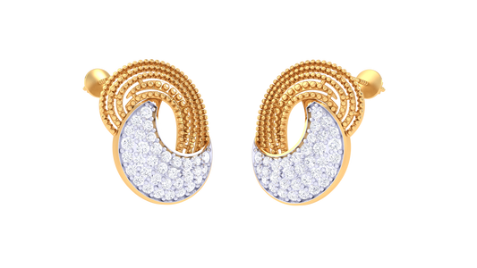 Beaded Wave Crystal Accent Earrings