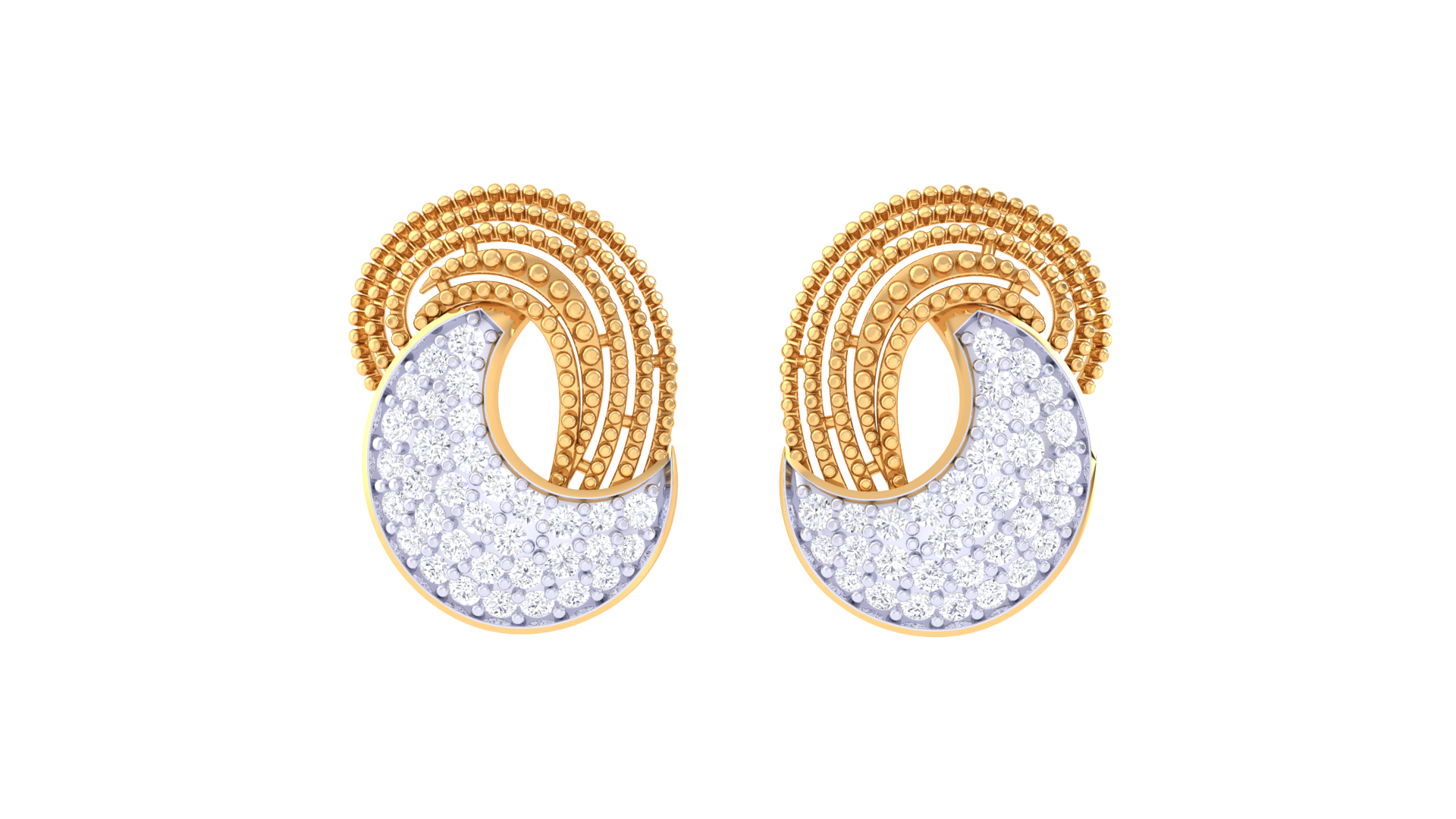 Beaded Wave Crystal Accent Earrings