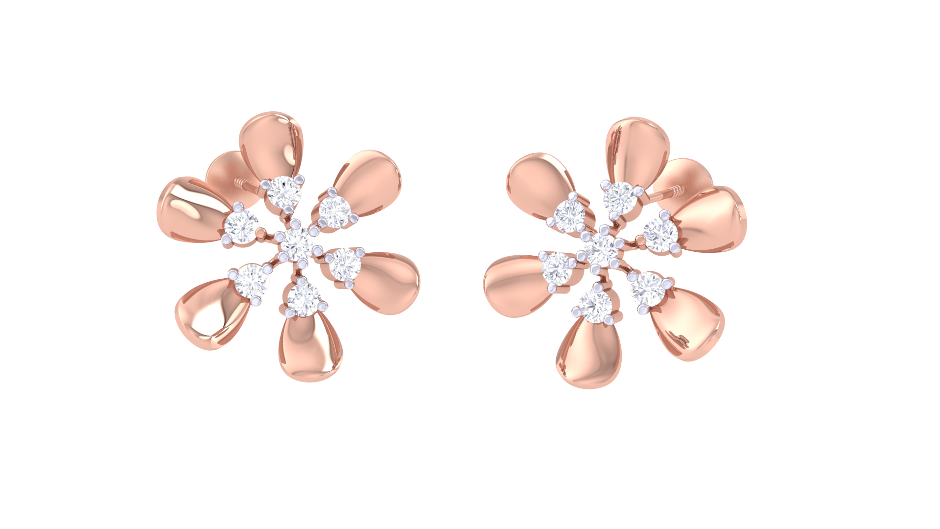Elegant Blooming Diamond Center Earrings