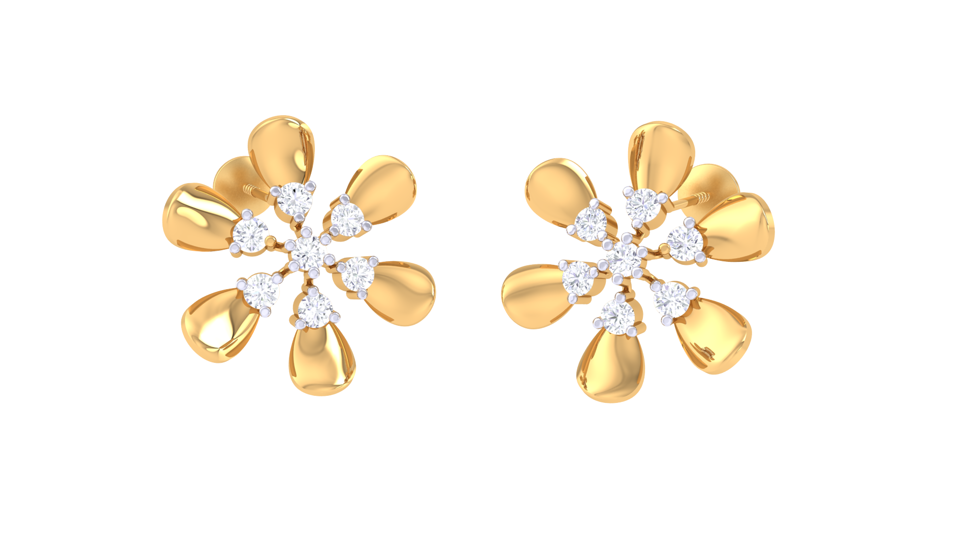 Elegant Blooming Diamond Center Earrings