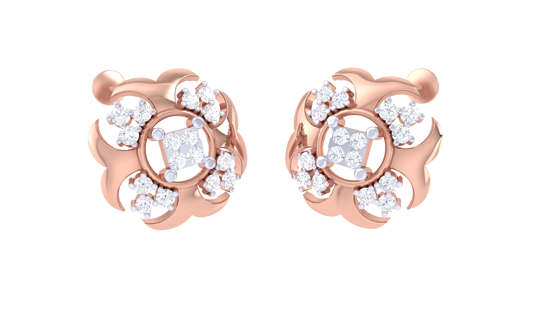 Textured Triangle Floral Sparkle Earrings