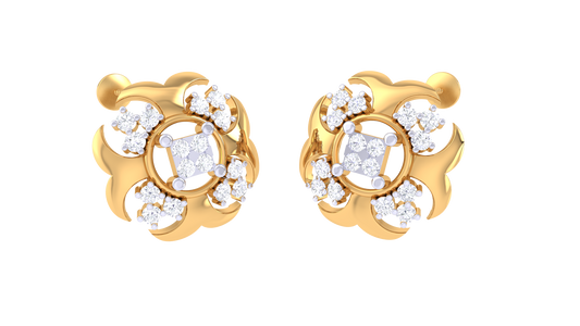Textured Triangle Floral Sparkle Earrings