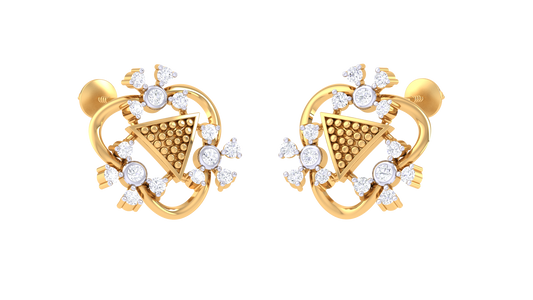 Textured Triangle Floral Sparkle Earrings
