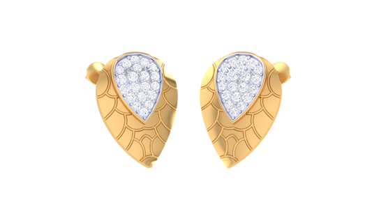 Textured Leaf Cluster Gem Earrings