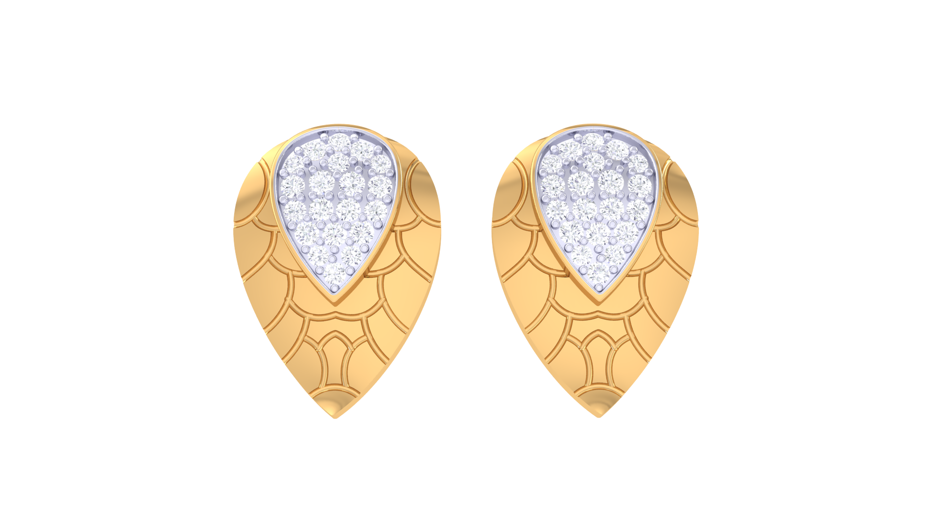 Textured Leaf Cluster Gem Earrings