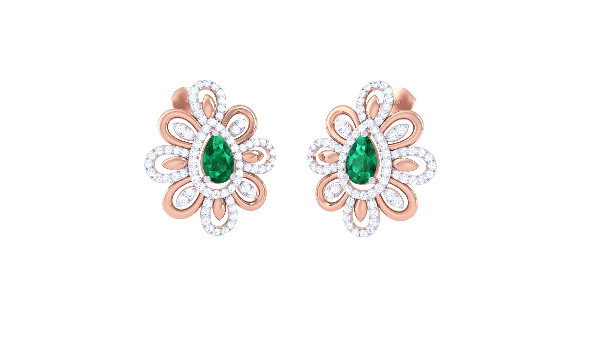Emerald Floral Sparkle Diamond Earrings