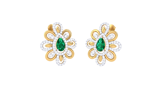 Emerald Floral Sparkle Diamond Earrings