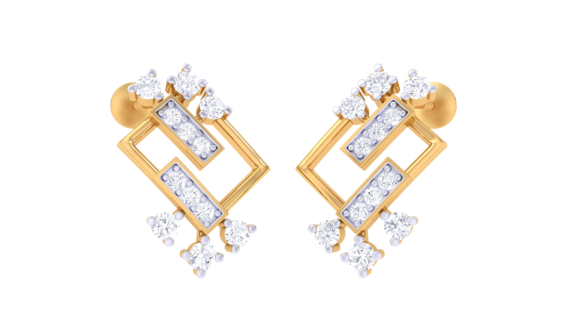 Rectangular Petal Sparkle Drop Earrings
