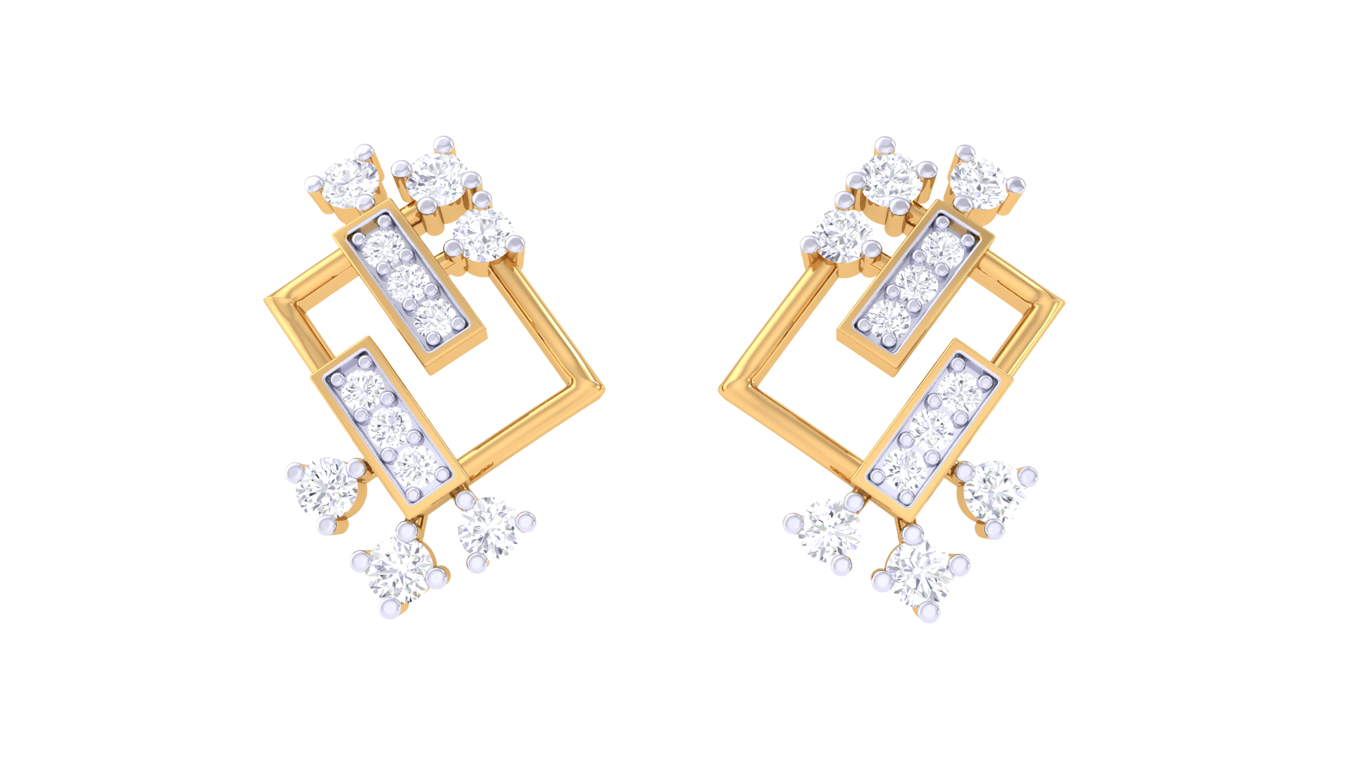 Rectangular Petal Sparkle Drop Earrings