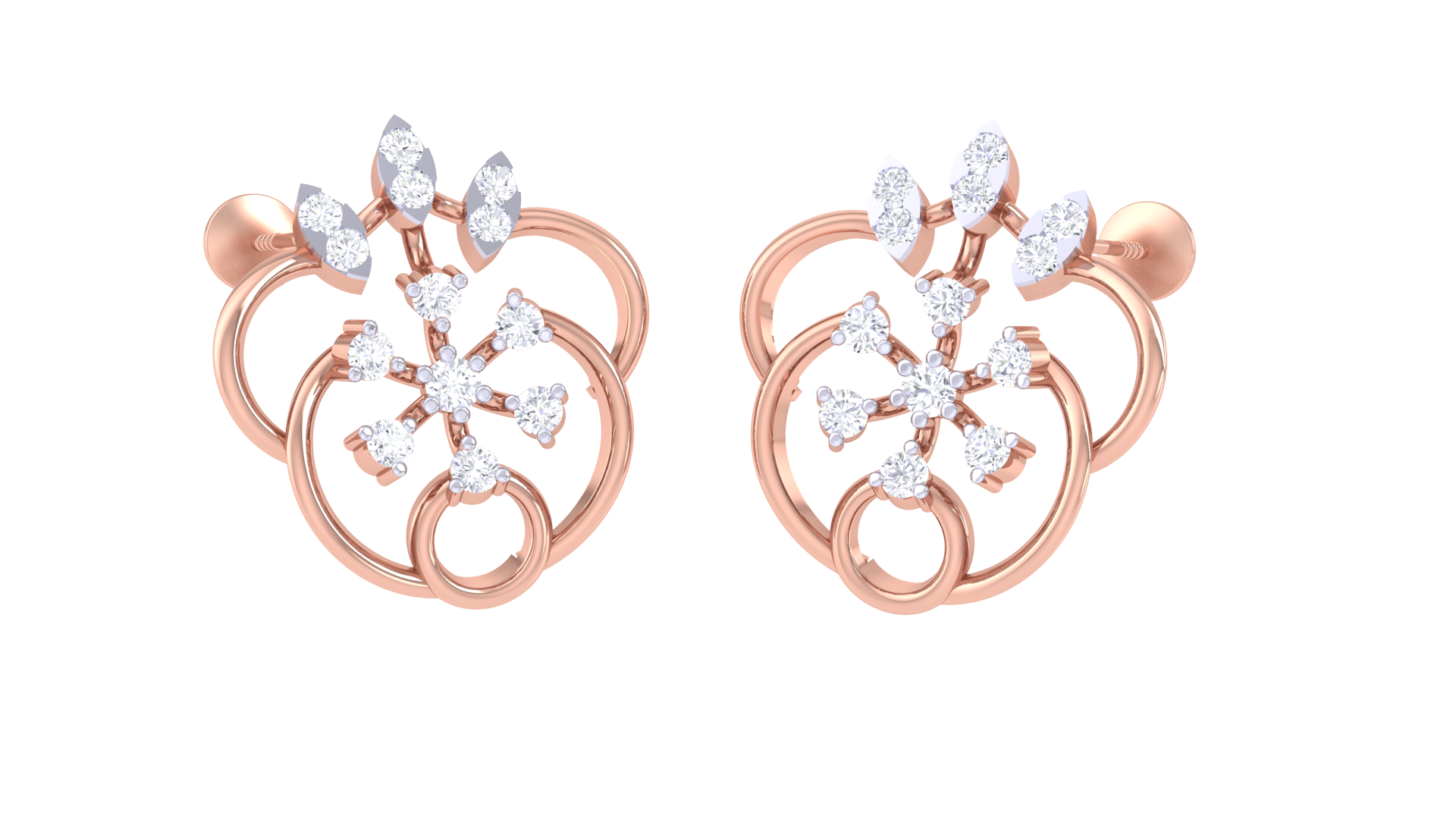Elegant Flower Twist Gem Earrings