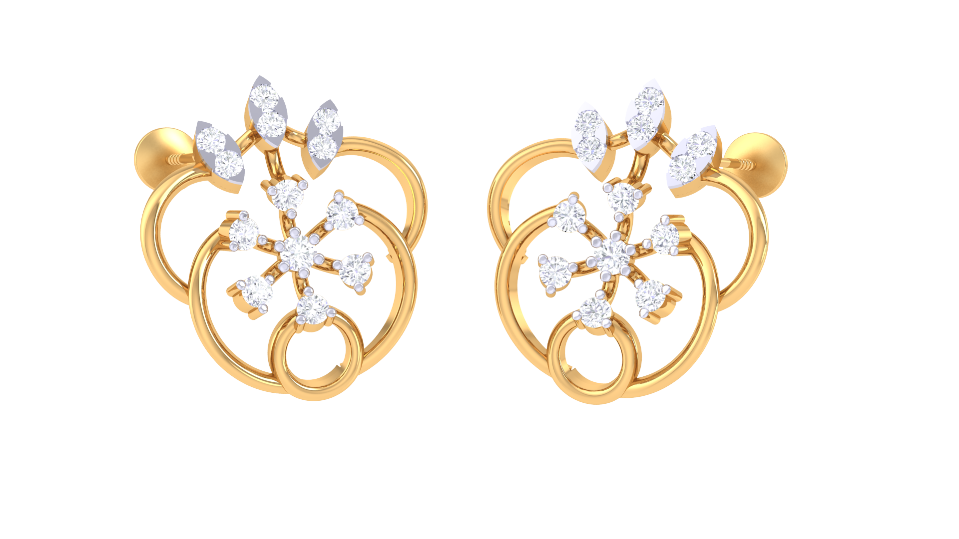 Elegant Flower Twist Gem Earrings