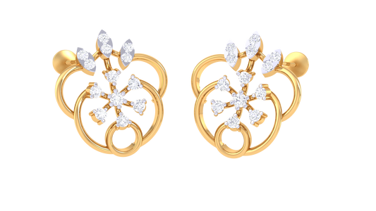 Elegant Flower Twist Gem Earrings