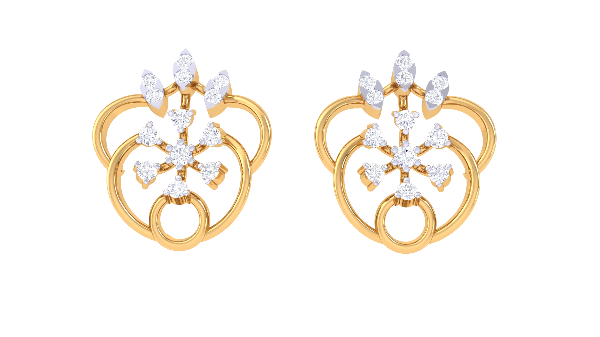 Elegant Flower Twist Gem Earrings