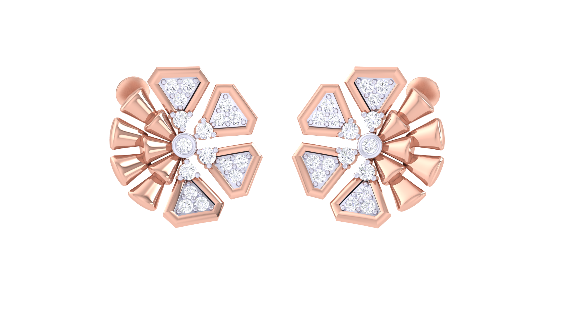 Elegant Hexa Blossom Gem Earrings