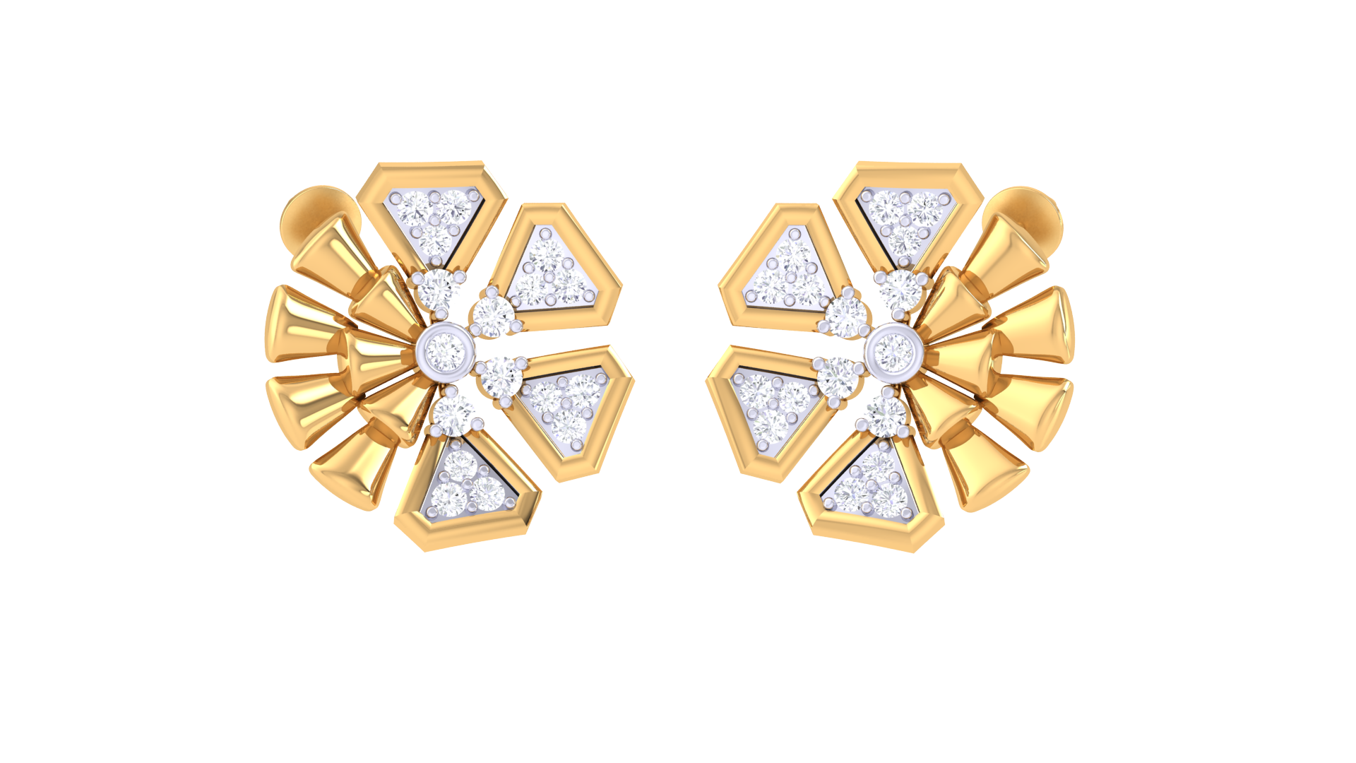 Elegant Hexa Blossom Gem Earrings