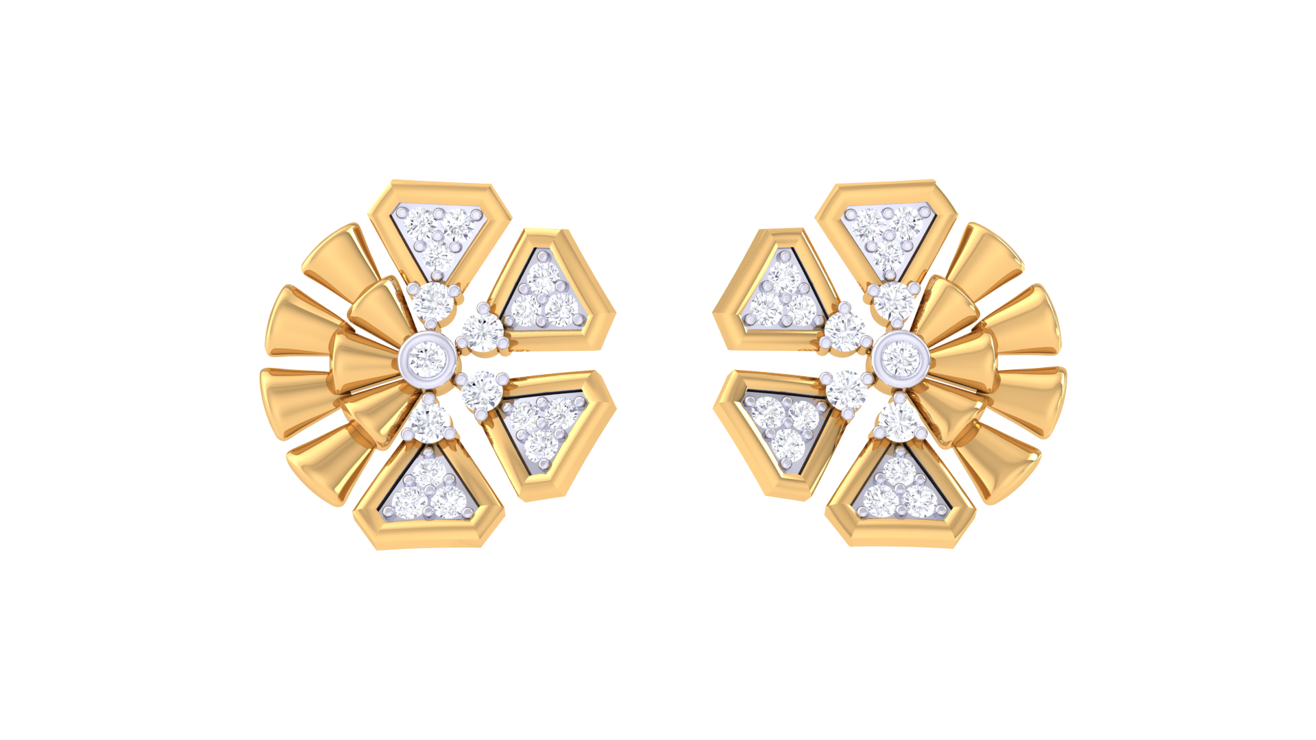 Elegant Hexa Blossom Gem Earrings