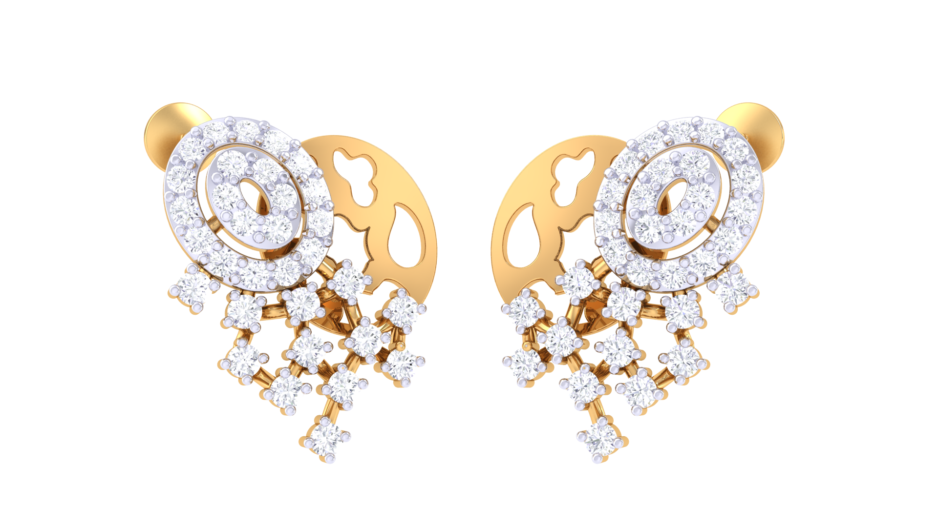 Chandelier Circle Cascade Leaf Earrings