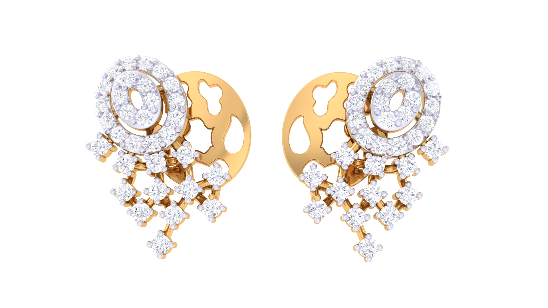 Chandelier Circle Cascade Leaf Earrings