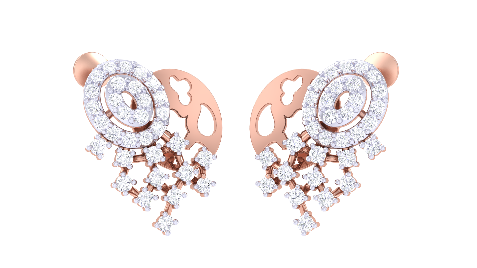 Chandelier Circle Cascade Leaf Earrings