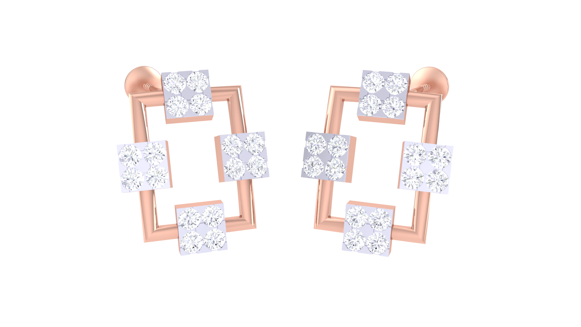 Elegant Quad Square Accent Earrings