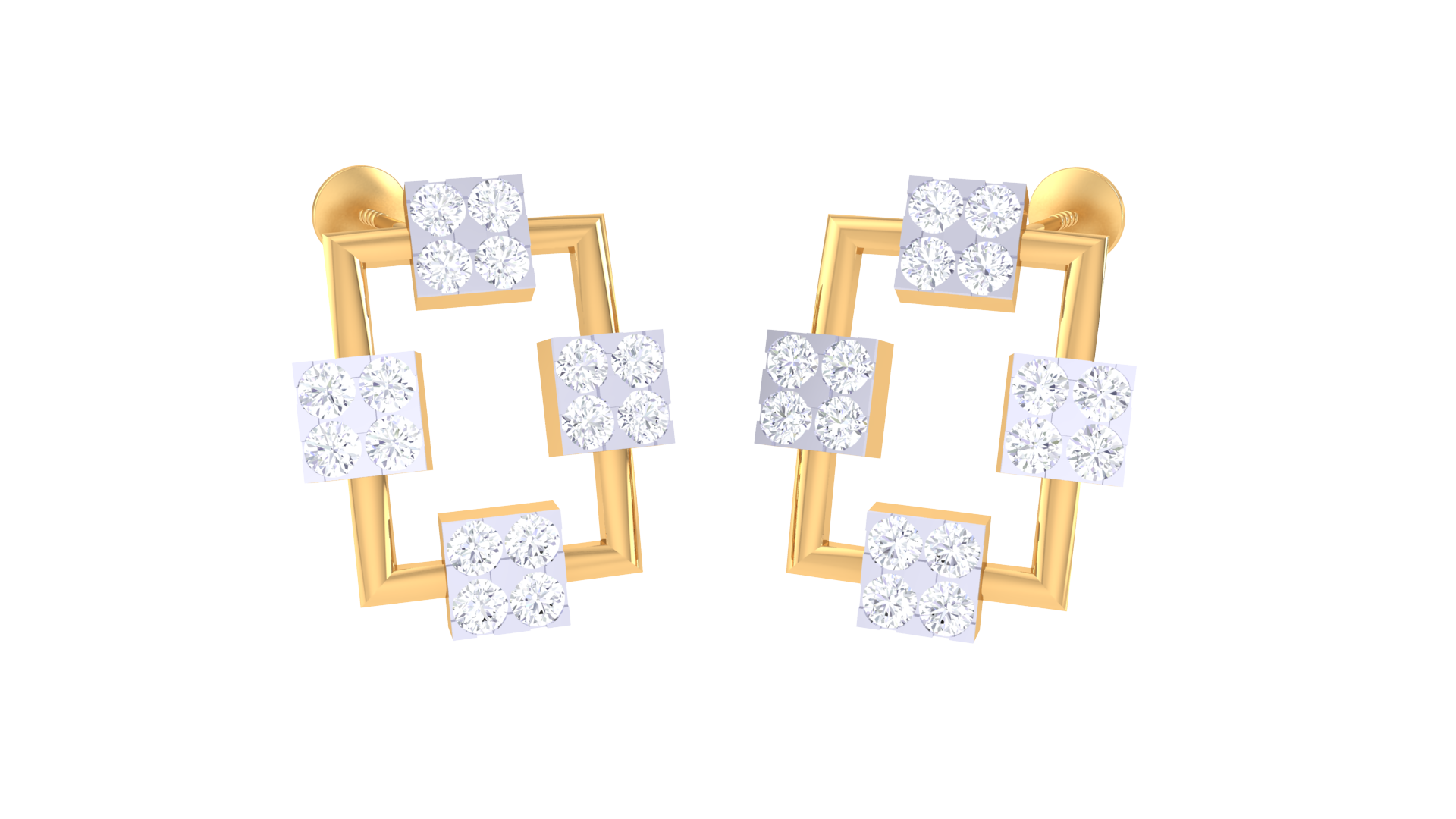 Elegant Quad Square Accent Earrings