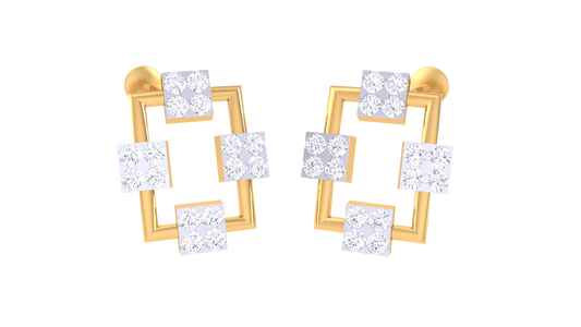Elegant Quad Square Accent Earrings