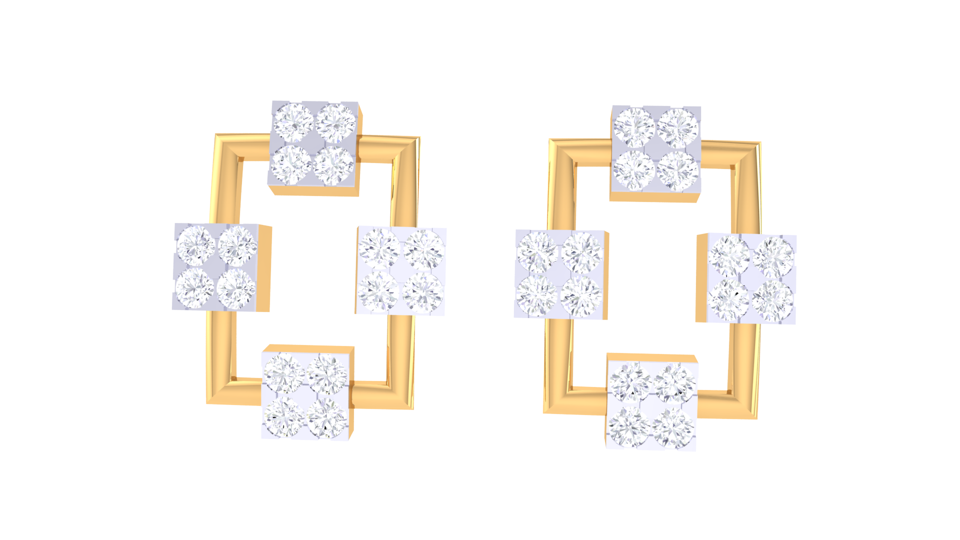 Elegant Quad Square Accent Earrings