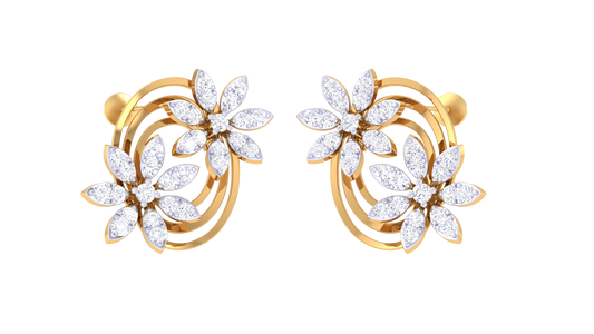 Sparkle Flower Linked Ring Earrings