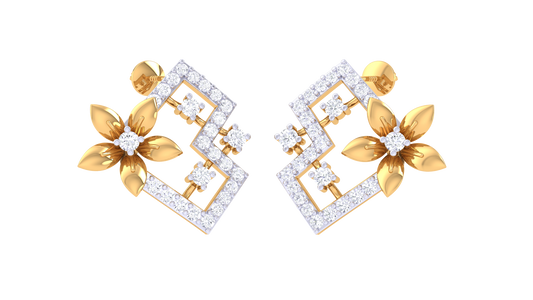 Abstract Floral Diamond Edge Earrings