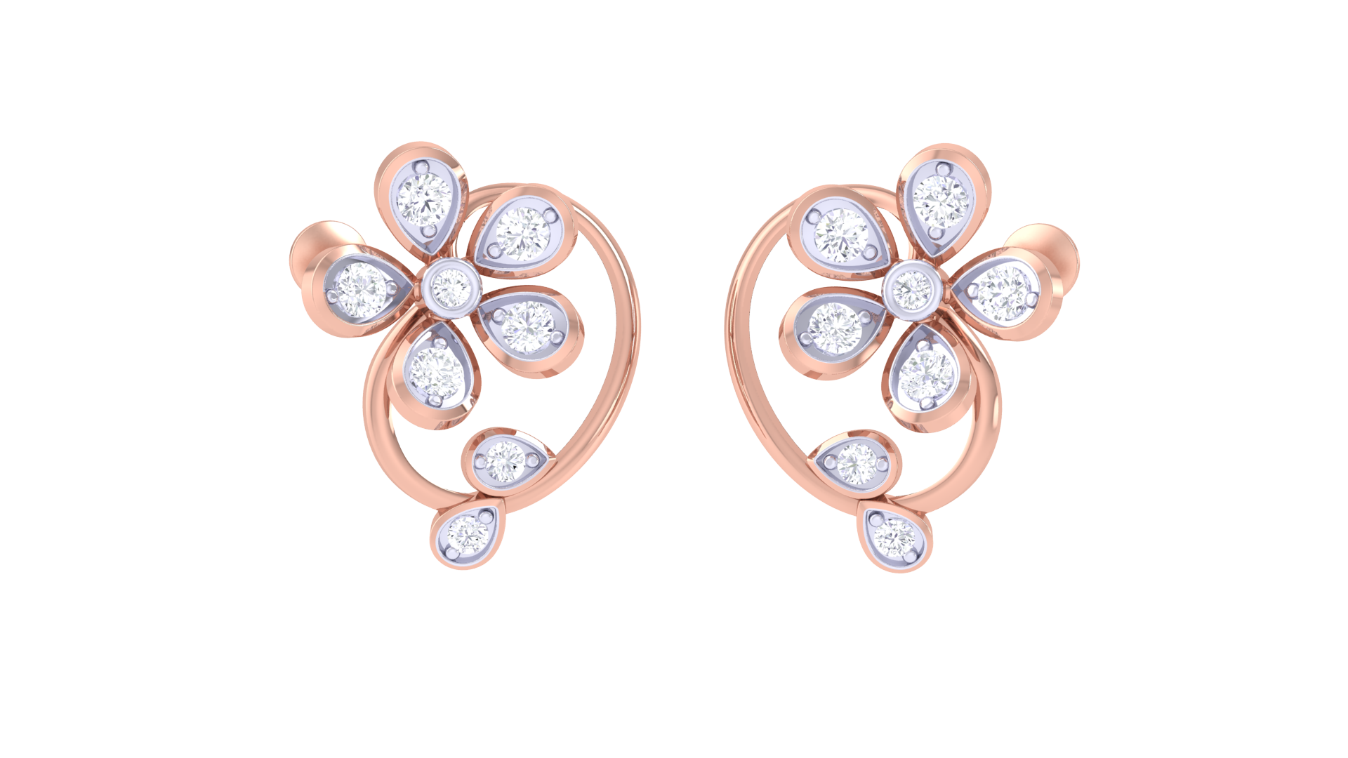 Delicate Petal Diamond Earrings