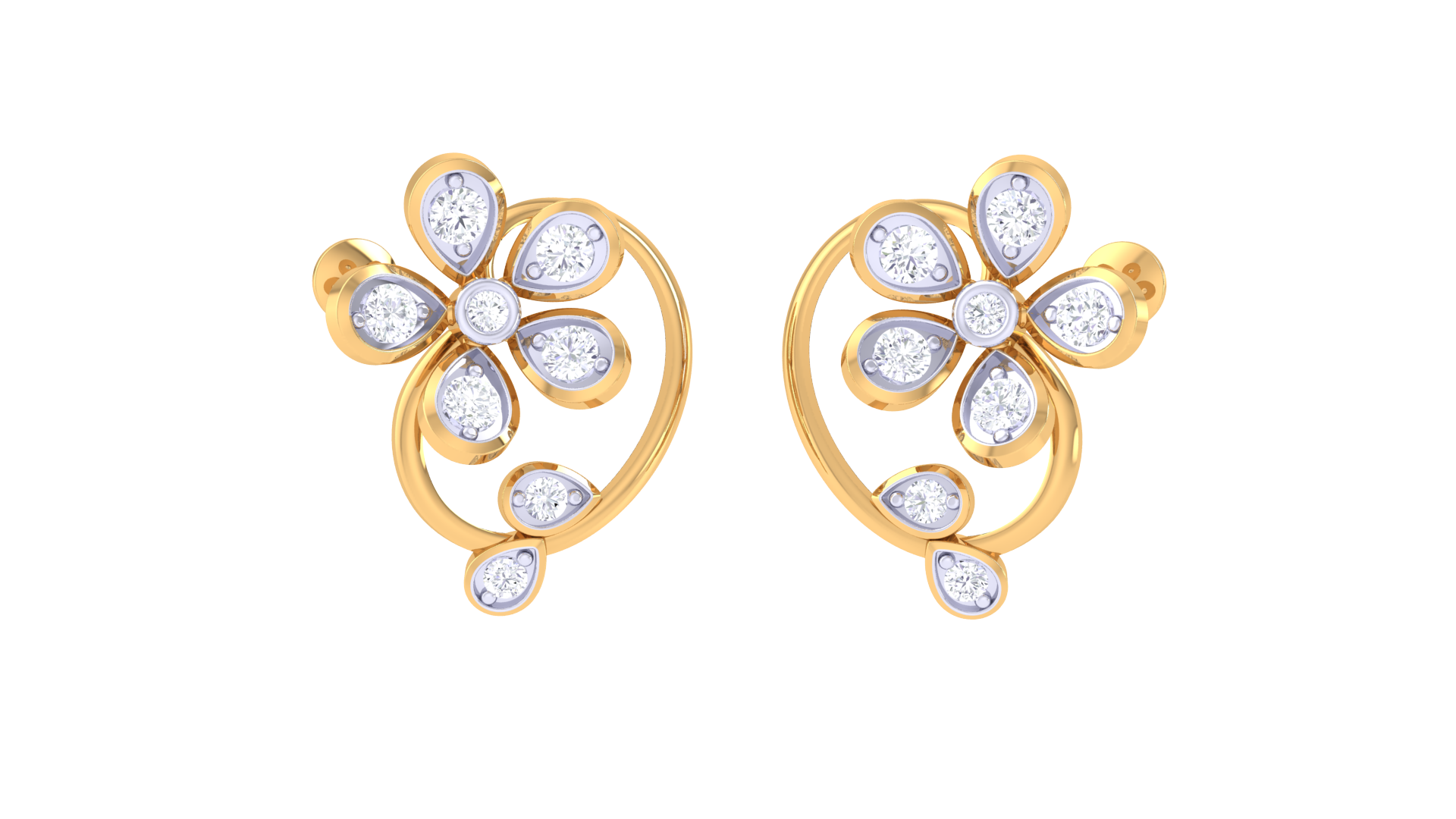 Delicate Petal Diamond Earrings