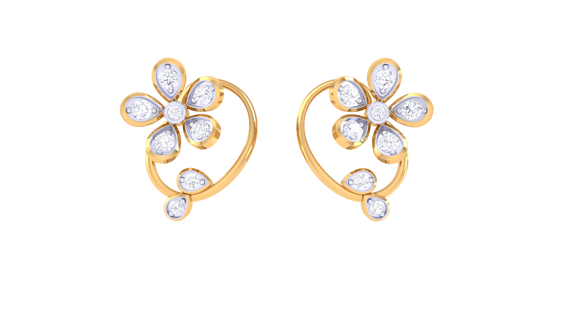 Delicate Petal Diamond Earrings