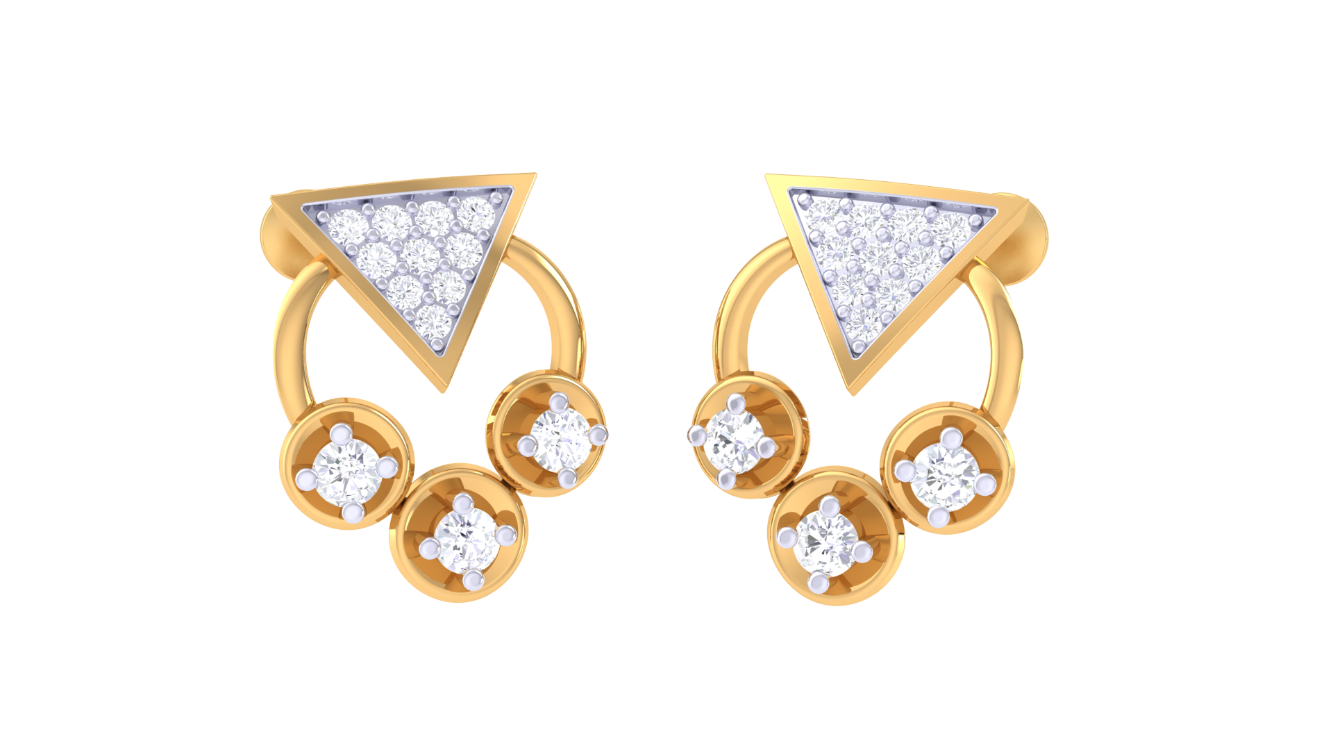Triangle Sparkle Triple Circle Earrings