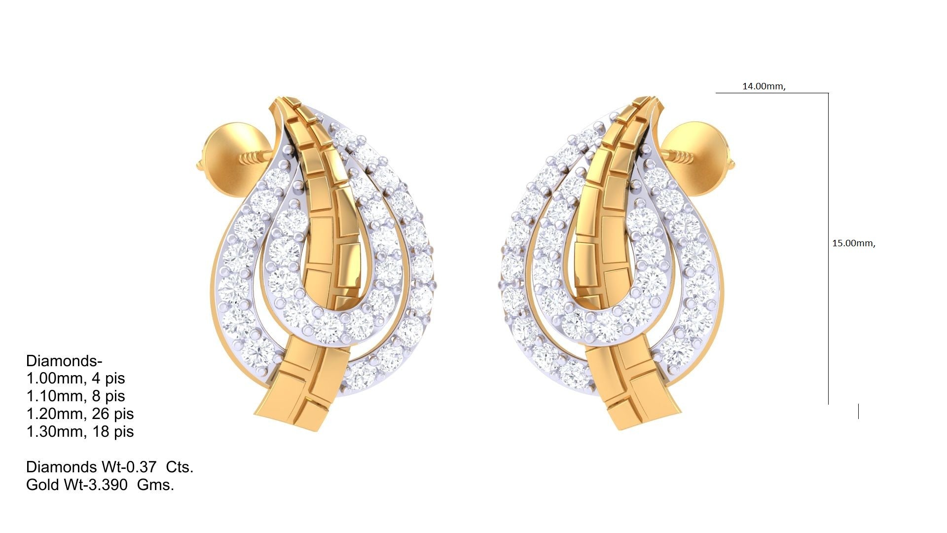 Polished Teardrop Shimmer Stud Earrings