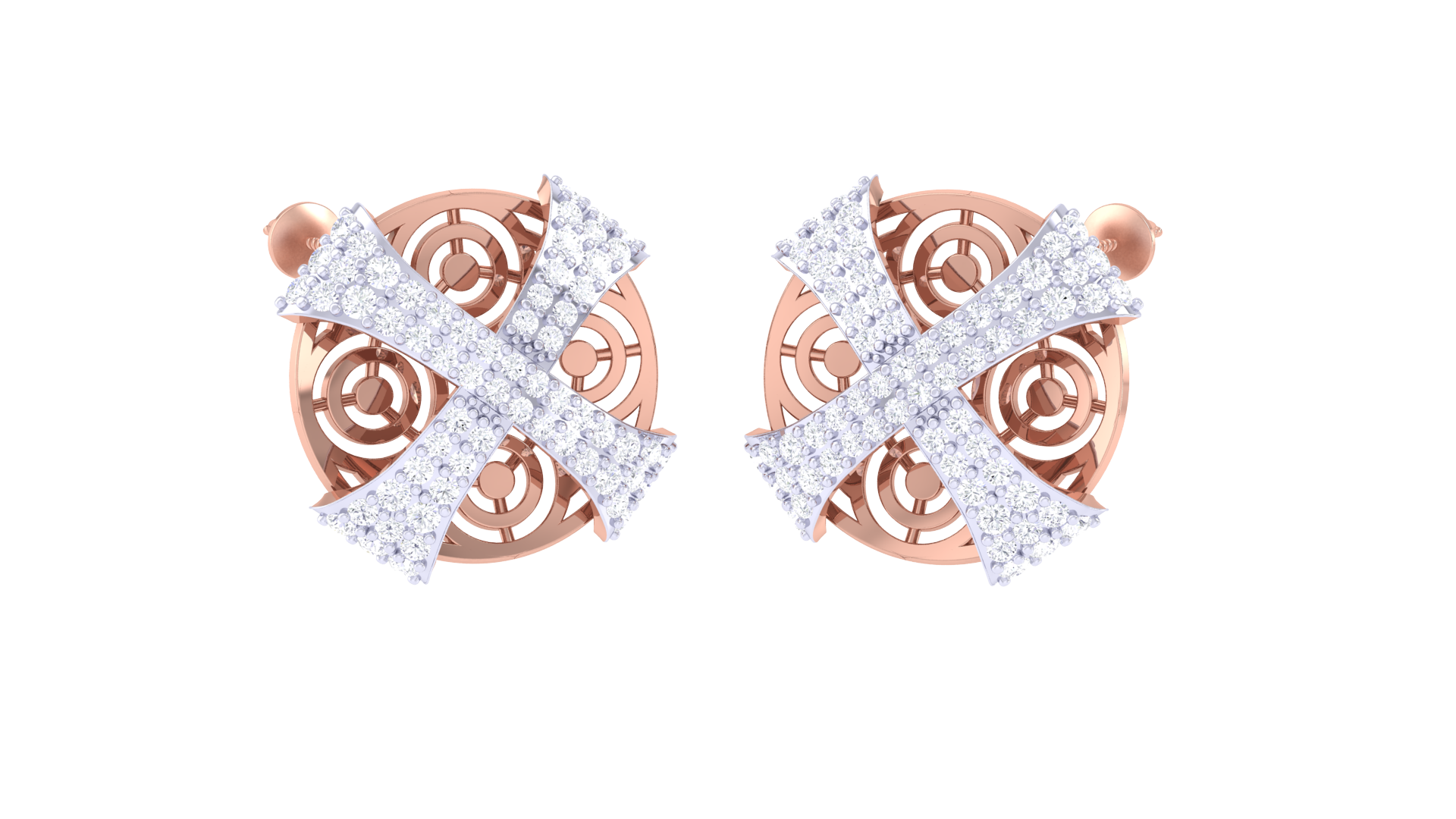 Floral X Sparkle Circle Earrings