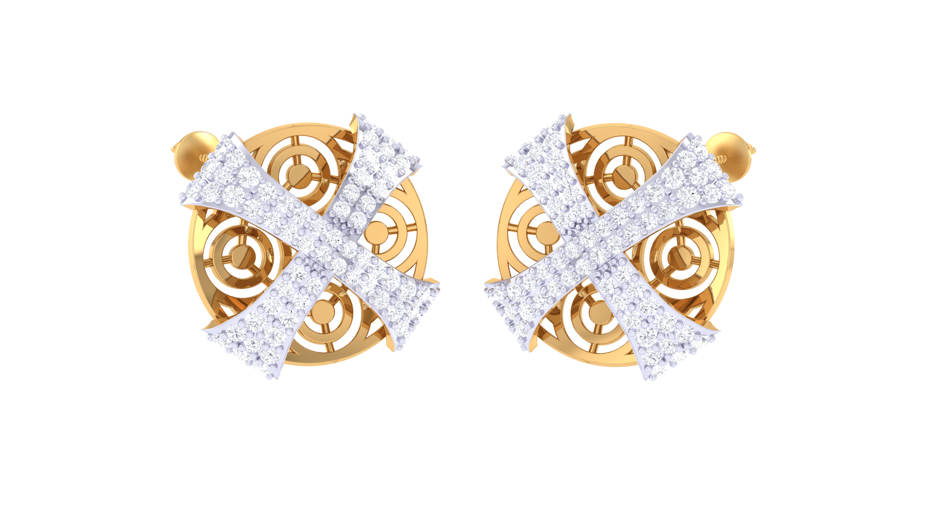 Floral X Sparkle Circle Earrings