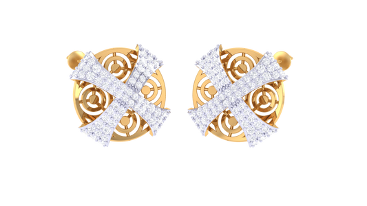 Floral X Sparkle Circle Earrings