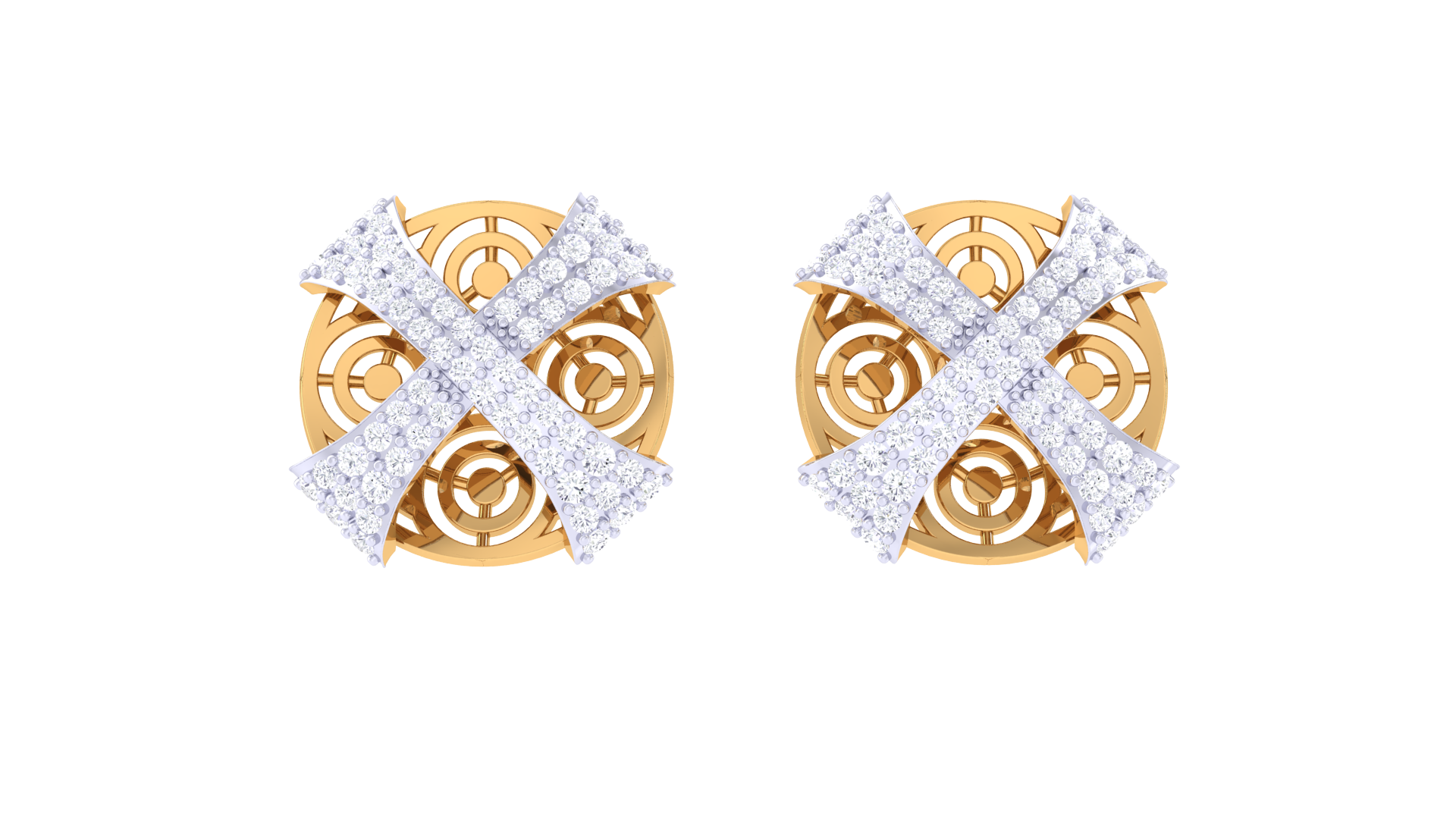 Floral X Sparkle Circle Earrings