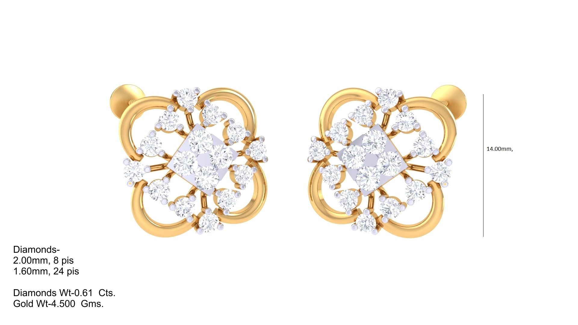 Diamond Center Lace Blossom Earrings