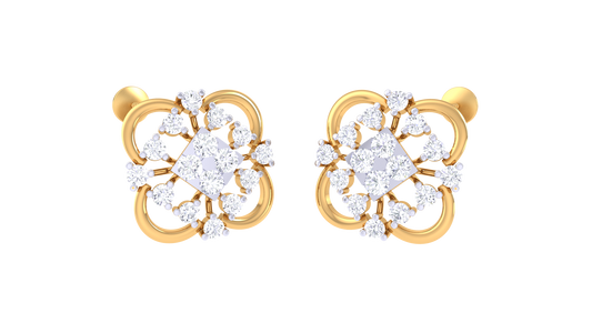 Diamond Center Lace Blossom Earrings