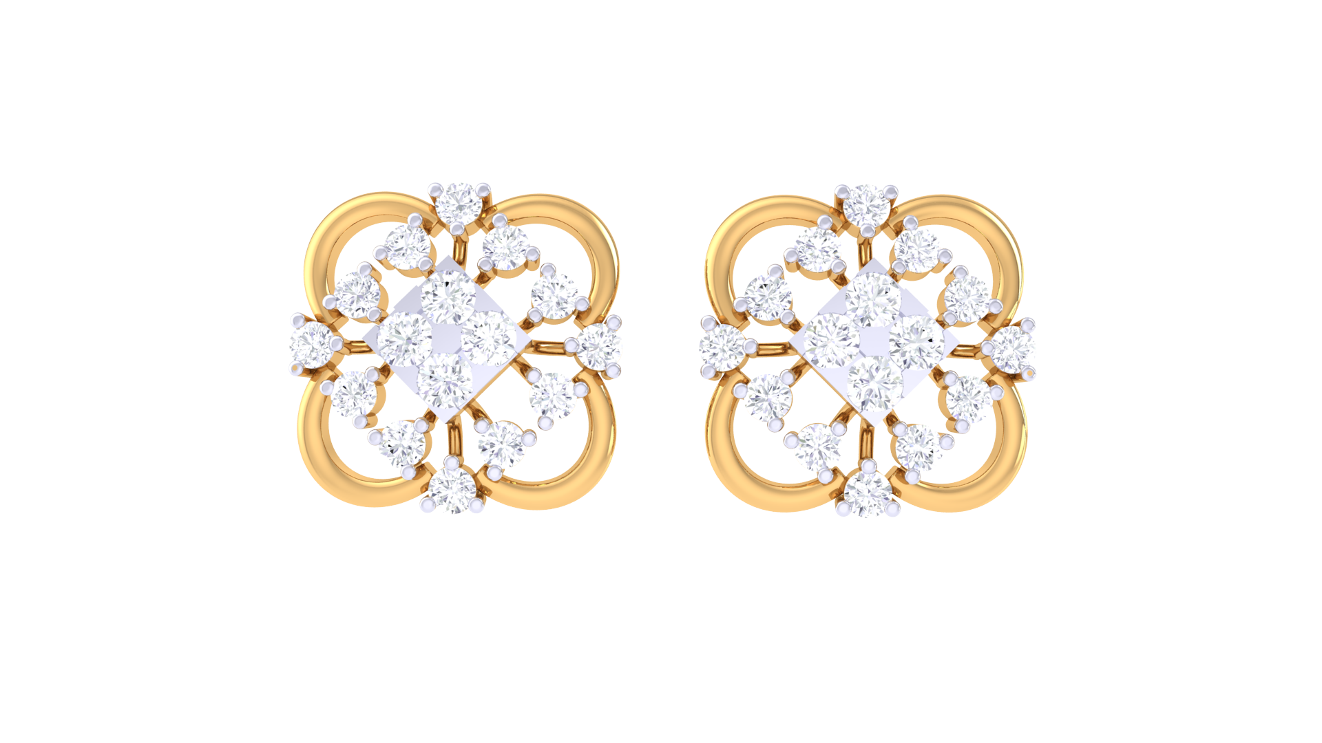 Diamond Center Lace Blossom Earrings