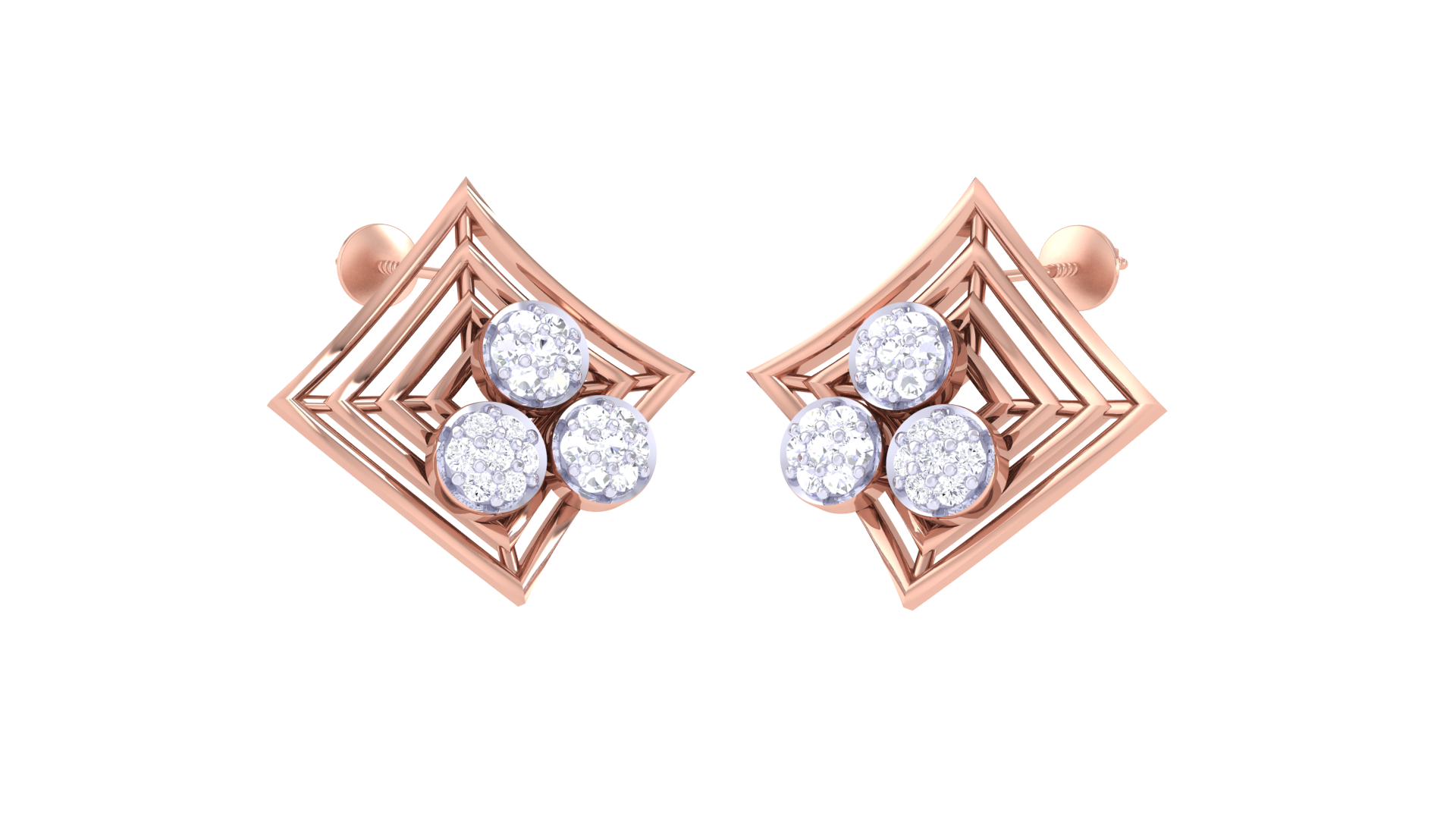 Crisscross Diamond Trio Shape Earrings