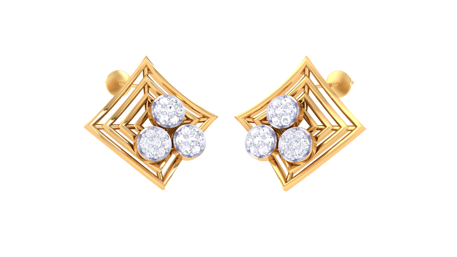Crisscross Diamond Trio Shape Earrings