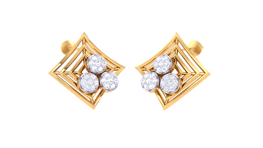 Crisscross Diamond Trio Shape Earrings