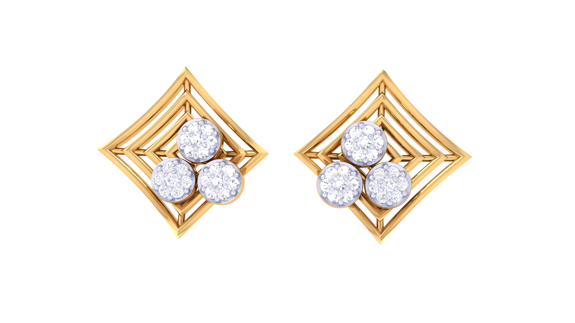 Crisscross Diamond Trio Shape Earrings