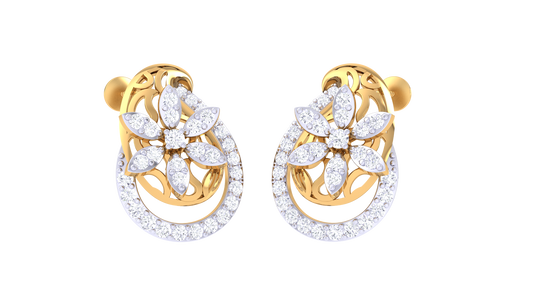 Flower Crystal Oval Earrings