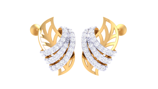 Triple Curve Leaf Shine Earrings